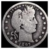 1897-O Silver Barber Quarter NEARLY UNCIRCULATED