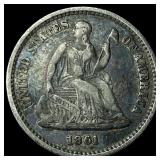 1861 Silver Seated Liberty Half Dime LIGHTLY  CIR