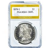 1878-S Morgan Silver Dollar PGA MS64+ DMPL