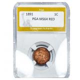 1891 Indian Head Cent PGA MS64 Red