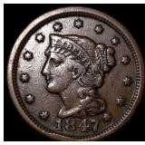 1847 Braided Hair Large Cent ABOUT UNCIRCULATED