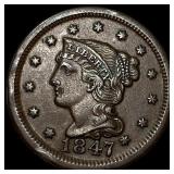 1847 Braided Hair Large Cent CLOSELY UNCIRCULATED