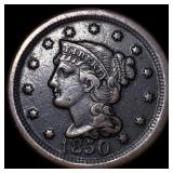 1850 Braided Hair Large Cent NEARLY UNCIRCULATED