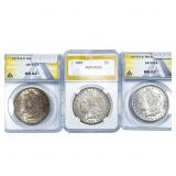 [3] 1879-1889 Morgan Silver Dollar ANACS/PGA MS62