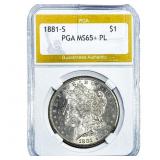 1881-S Morgan Silver Dollar PGA MS65+ PL