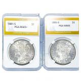 [2] 1881-S Morgan Silver Dollar PGA MS65/MS65+