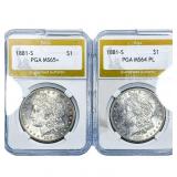 [2] 1881-S Morgan Silver Dollar PGA MS64 PL/MS65+