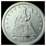 1854 Arrows Seated Liberty Quarter CLOSELY  UNCIR