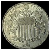 1868 Shield Nickel CHOICE AU