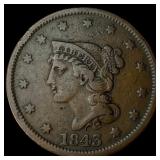 1843 Braided Hair Large Cent ABOUT  UNCIRCULATED