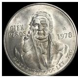 1978 Silver 100 Pesos Mexico HIGH GRADE