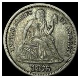1876 Seated Liberty Dime NEARLY UNCIRCULATED