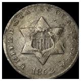 1852 Silver Three-Cent Piece NEARLY  UNCIRCULATED