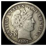 1907-S Silver Barber Dime LIGHTLY CIRCULATED
