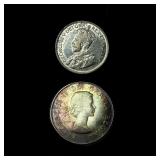 [2]1935/1964 Canada Silver 25 & 50 Cents  UNCIRCU