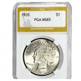 1935 Silver Peace Dollar PGA MS65