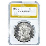 1879-S Morgan Silver Dollar PGA MS64+ PL