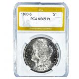 1890-S Morgan Silver Dollar PGA MS65 PL