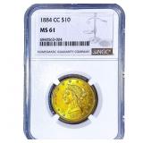 1884-CC $10 Gold Eagle NGC MS61