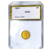 1874 Rare Gold Dollar PCI VF30