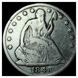 1848-O Silver Seated Liberty Half Dollar  NEARLY