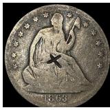 1863-S Silver Seated Liberty Half Dollar  LIGHTLY