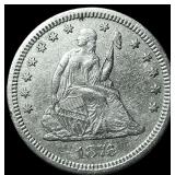 1876-CC Seated Liberty Quarter CLOSELY  UNCIRCULA