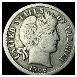 1906-O Silver Barber Dime ABOUT UNCIRCULATED