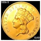 1856-S $3 Gold Piece UNCIRCULATED +