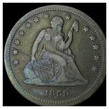 1859 Silver Seated Liberty Quarter LIGHTLY  CIRCU