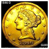 1846-D $5 Gold Half Eagle CHOICE AU