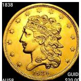 1838 $5 Gold Half Eagle CHOICE AU