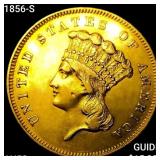 1856-S $3 Gold Piece CHOICE AU