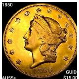 1850 $20 Gold Double Eagle HIGH GRADE+