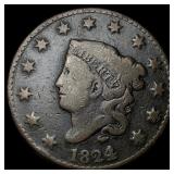 1824 Coronet Head Large Cent NICELY  CIRCULATED