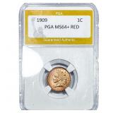 1909 Indian Head Cent PGA MS64+ Red