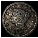 1845 Braided Hair Large Cent LIGHTLY CIRCULATED