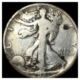 1921-D Silver Walking Liberty Half Dollar ABOUT UN