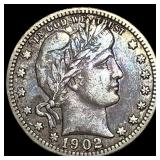 1902 Barber Silver Quarter NEARLY UNCIRCULATED