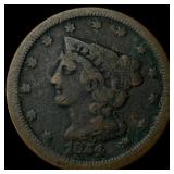 1854 Braided Hair Half Cent LIGHTLY  CIRCULATED