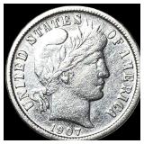 1907-O Silver Barber Dime NEARLY UNCIRCULATED