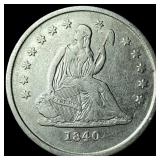 1840-O Silver Seated Liberty Quarter NEARLY  UNCI
