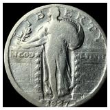 1927-S Silver Standing Liberty Quarter  LIGHTLY C