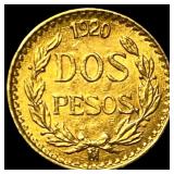 1920Mo Mexico Gold 2 Pesos