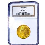 1911-D $10 Gold Eagle NGC MS61