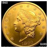 1860 $20 Gold Double Eagle UNCIRCULATED