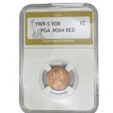 1909-S VDB Wheat Cent PGA MS64 Red