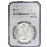 1878-S Morgan Silver Dollar NGC MS64