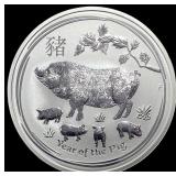 2019 Australia 5oz Silver $8-Year of the Pig