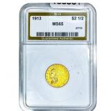 1913 $2.50 Gold Quarter Eagle NGS MS65